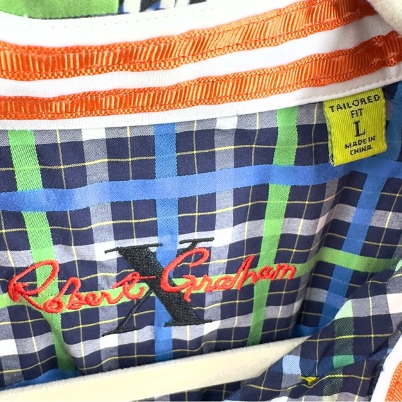 Robert Graham Button Down Shirt Mens Large Flip Cuff Tailored Fit Colorful Prep - Picture 8 of 12